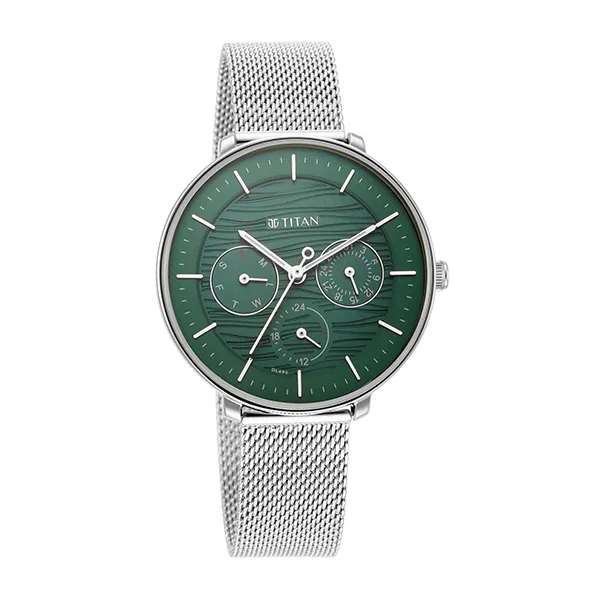 Đồng Hồ Nữ Titan Workwear Green Dial Analog Watch 2651SM02 Màu Bạc Xanh