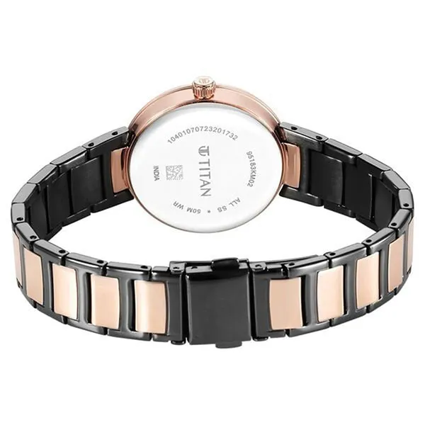 Đồng Hồ Nữ Titan Workwear Quartz Analog Anthracite Dial Stainless Steel Strap Watch 95183KM02 Màu Đen - Vàng
