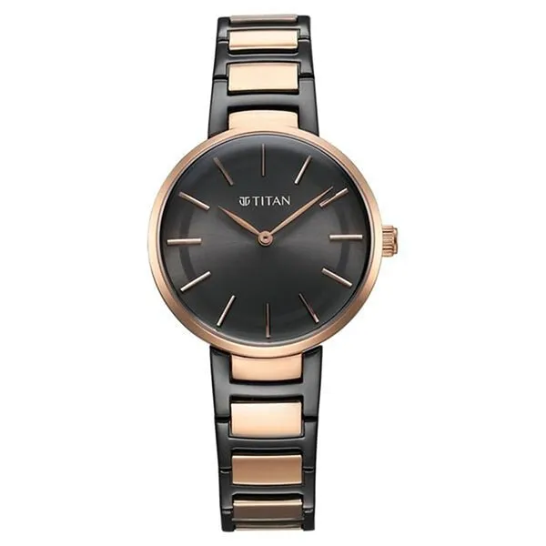 Đồng Hồ Nữ Titan Workwear Quartz Analog Anthracite Dial Stainless Steel Strap Watch 95183KM02 Màu Đen - Vàng