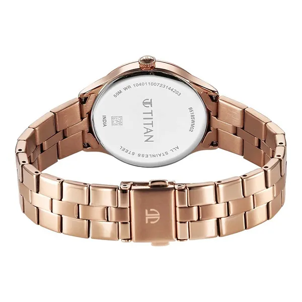 Đồng Hồ Nữ Titan Workwear Quartz Analog White Dial Stainless Steel Strap Watch 95185WM02 Màu Vàng Hồng - Đồng hồ - Vua Hàng Hiệu