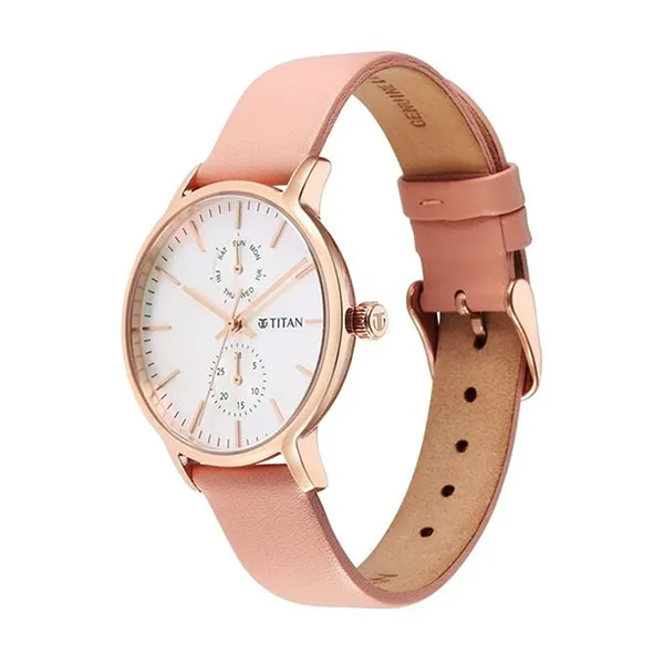 Đồng Hồ Nữ Titan Workwear Slimline Mother Of Pearl Dial Analog Leather Strap 95143WL01 Màu Hồng