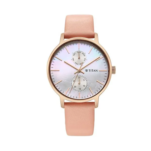 Đồng Hồ Nữ Titan Workwear Slimline Mother Of Pearl Dial Analog Leather Strap 95143WL01 Màu Hồng