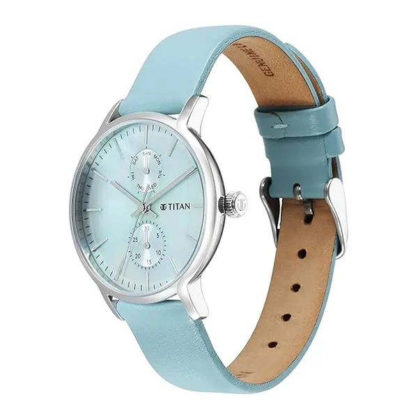 Đồng Hồ Nữ Titan Workwear Slimline Mother Of Pearl Dial Leather Strap 95143SL01 Màu Xanh Dương