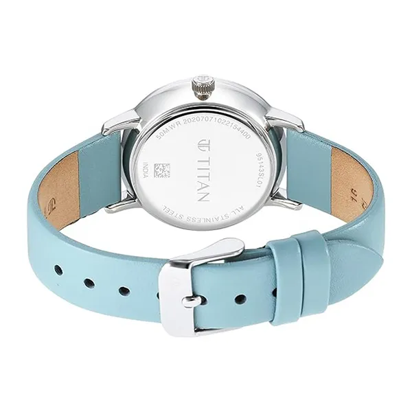 Đồng Hồ Nữ Titan Workwear Slimline Mother Of Pearl Dial Leather Strap 95143SL01 Màu Xanh Dương
