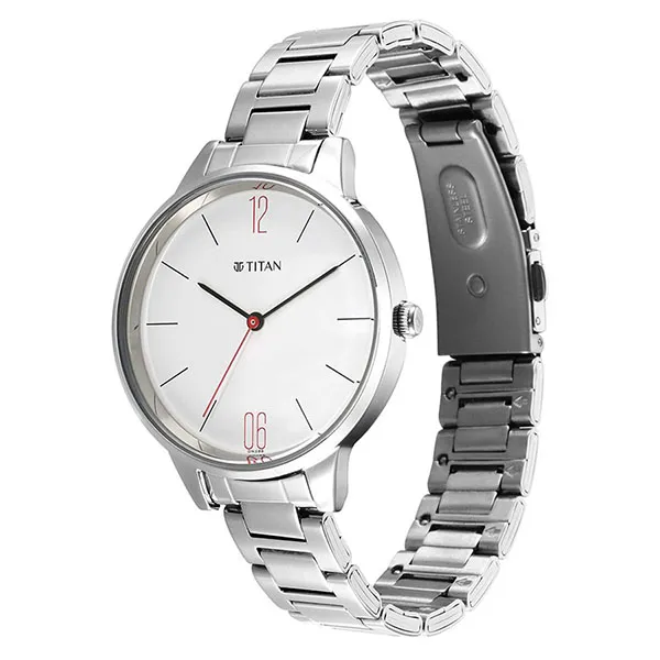 Đồng Hồ Nữ Titan Workwear White Dial Stainless Steel Strap Quartz Watch 2648SM09 Màu Bạc Trắng