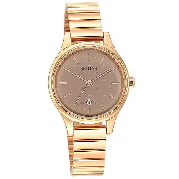Đồng Hồ Nữ Titan Karishma Brown Dial Metal Strap Watch 2679WM01 Màu Vàng Hồng