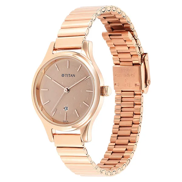 Đồng Hồ Nữ Titan Karishma Brown Dial Metal Strap Watch 2679WM01 Màu Vàng Hồng