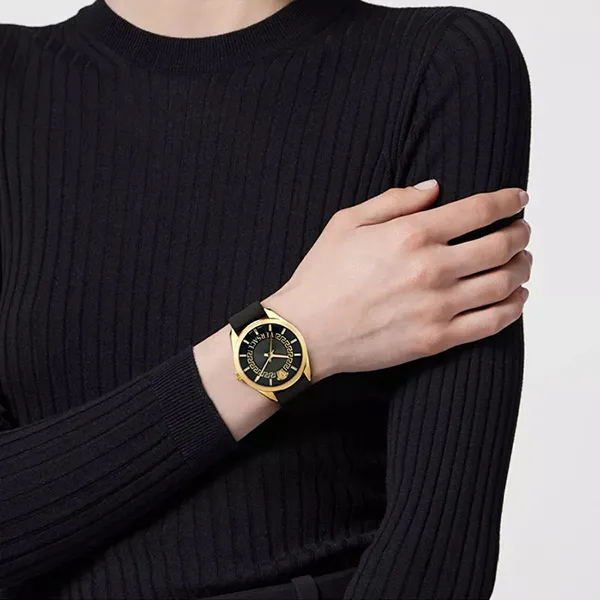 Đồng Hồ Nữ Versace V-Circle Grosgrain Black Watch VE8A00224 Màu Đen