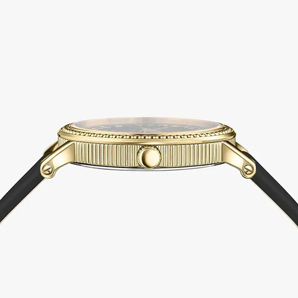 Đồng Hồ Nữ Versace V Dollar Leather Watch 37mm VEQX00422 Màu Đen