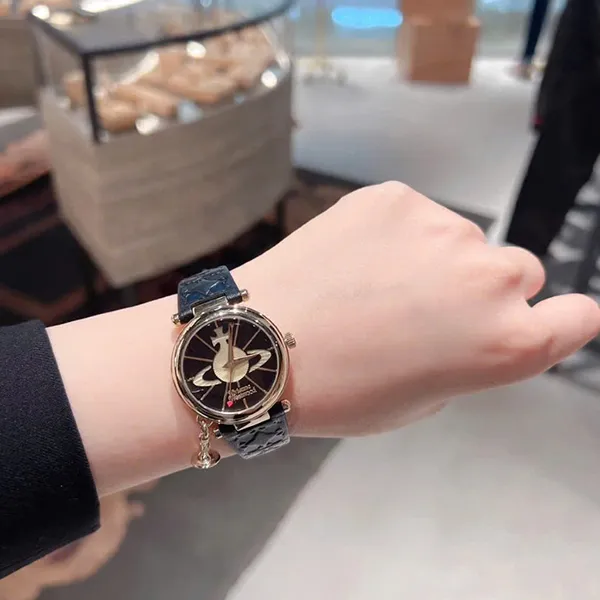 Đồng Hồ Nữ Vivienne Westwood Orb Gold Black Leather Quartz VV006BKGD Màu Đen Vàng