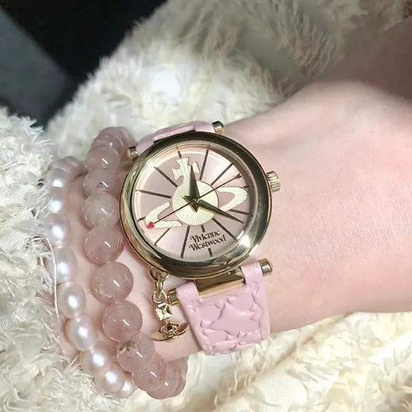 Đồng Hồ Nữ Vivienne Westwood Orb Gold Pink Leather Quartz VV006PKPK Màu Hồng Phối Vàng - Đồng hồ - Vua Hàng Hiệu