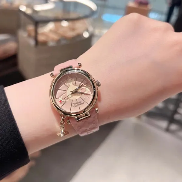 Đồng Hồ Nữ Vivienne Westwood Orb Gold Pink Leather Quartz VV006PKPK Màu Hồng Phối Vàng - Đồng hồ - Vua Hàng Hiệu
