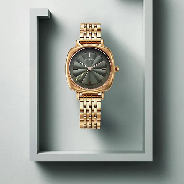 Đồng Hồ Nữ Titan Neo Green Dial Stainless Steel Strap Watch 2689WM01 Màu Vàng Hồng