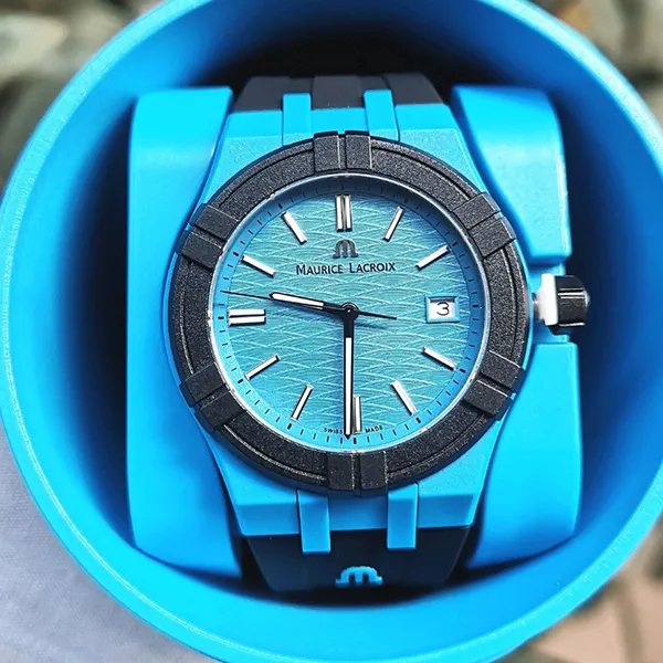 Đồng Hồ Nam Maurice Lacroix Quartz Watch AI2008-80080-300-0 Màu Đen Phối Xanh Dương