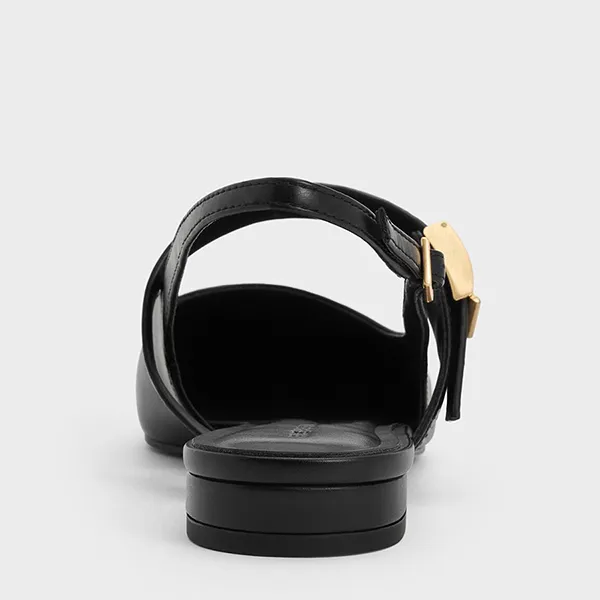 Giày Bệt Nữ Charles & Keith CNK Yvette Pointed Toe Mary Jane Flats Black CK1-70381086 Màu Đen