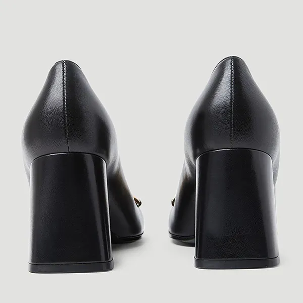 Giày Cao Gót Nữ Gucci Mid-Heel Pump With Horsebit In Black 643886-C9D00-1000 Màu Đen Size 35