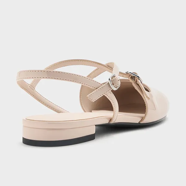 Giày Nữ Charles & Keith CNK Patent Crossover Buckled Slingback Flats CK1-70920177_NUDE Màu Nude