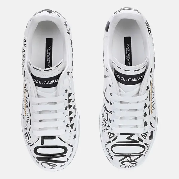 Giày Sneaker Nữ Dolce & Gabbana D&G CK1602 AY665 Màu Trắng Họa Tiết Đen Size 38 - Giày - Vua Hàng Hiệu