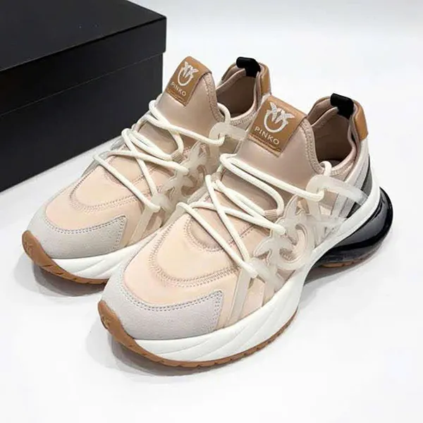 Giày Sneaker Nữ Pinko Ariel Multicolor With Love Birds Detail In Tech Fabric Màu Nude Size 38 - Giày - Vua Hàng Hiệu