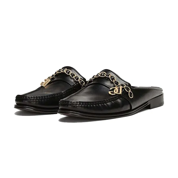 Giày Sục Nam Dolce & Gabbana D&G Visconti Leather Slippers A80274AY92580999 Màu Đen Size 39