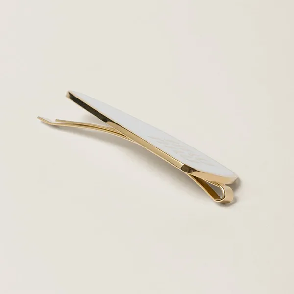 Kẹp Tóc Nữ Miu Miu Enameled Metal Hair Clip 5IF147_2F6T_F0009 Màu Trắng - Phụ kiện - Vua Hàng Hiệu