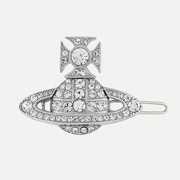 Kẹp Tóc Vivienne Westwood Corinne Hair Clip Màu Bạc 38mm