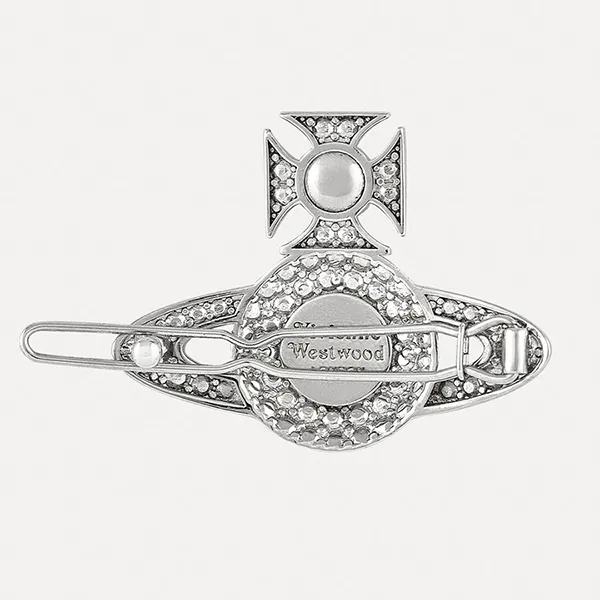Kẹp Tóc Vivienne Westwood Corinne Hair Clip Màu Bạc 38mm