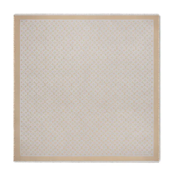 Khăn Choàng Nữ Louis Vuitton LV Monogram Shine Shawl M75121 Màu Be Xám