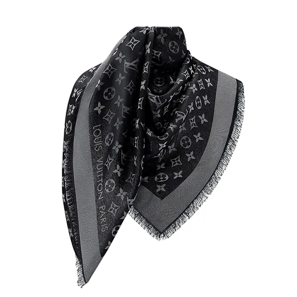 Khăn Choàng Nữ Louis Vuitton LV Monogram Shine Shawl M75123Màu Đen