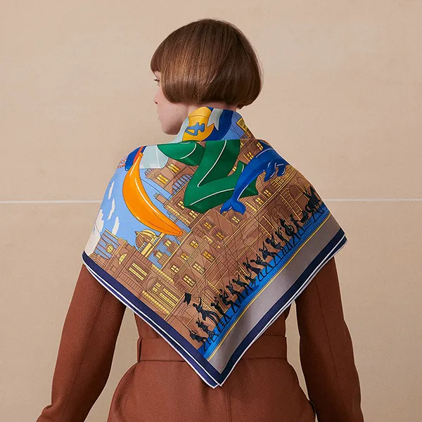 Khăn Nữ Hermès Parade Scarf 90 H004150SV01 Màu Xanh - Thời trang - Vua Hàng Hiệu