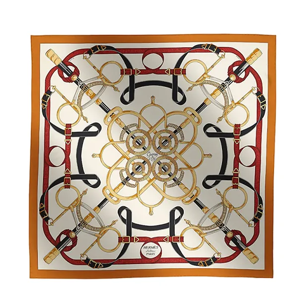 Khăn Lụa Nữ Hermès Eperon D'Or Forever Scarf 90 Màu Kem