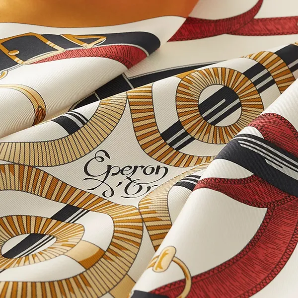 Khăn Lụa Nữ Hermès Eperon D'Or Forever Scarf 90 Màu Kem