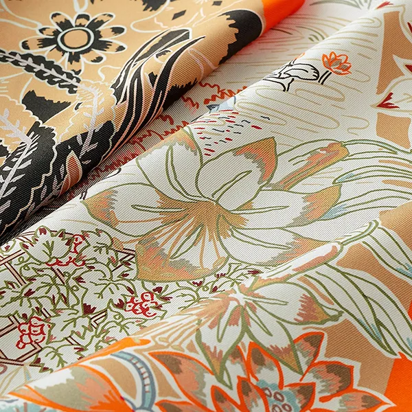 Khăn Lụa Nữ Hermès Mille Feuilles De Soie Double Face Scarf 90x90cm Màu Cam - Thời trang - Vua Hàng Hiệu