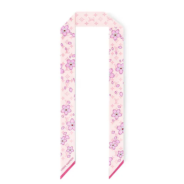 Khăn Lụa Nữ Louis Vuitton LV x TM Monogram Cherry Blossom Bandeau BB M94969 Màu Hồng