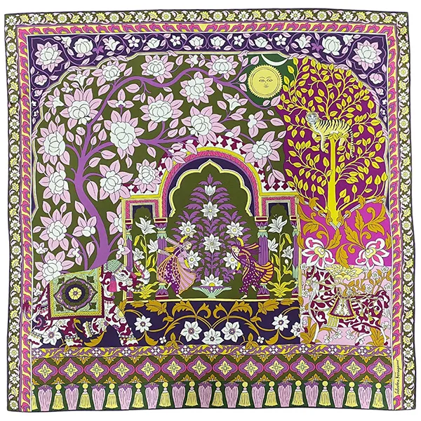 Khăn Lụa Nữ Salvatore Ferragamo Rajastan Silk Graphic-print Scarf 90x90cm Màu Vàng Hồng - Thời trang - Vua Hàng Hiệu