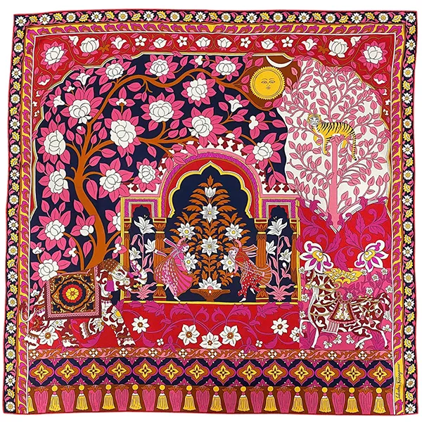 Khăn Lụa Nữ Salvatore Ferragamo Silk Graphic-print Scarf 90x90cm Màu Hồng Đậm - Thời trang - Vua Hàng Hiệu