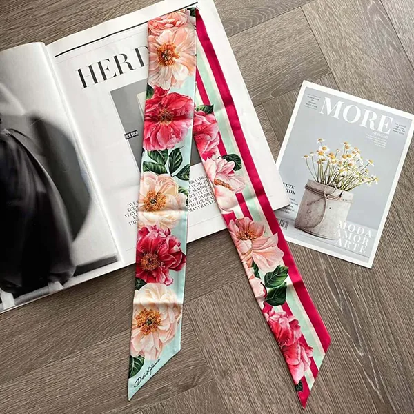 Khăn Nữ Dolce & Gabbana D&G Floral Print Silk Scarf FS215AGDV62HC2AIPZ Màu Hồng Xanh D-HH - Thời trang - Vua Hàng Hiệu