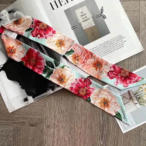 Khăn Nữ Dolce & Gabbana D&G Floral Print Silk Scarf FS215AGDV62HC2AIPZ Màu Hồng Xanh D-HH - Thời trang - Vua Hàng Hiệu