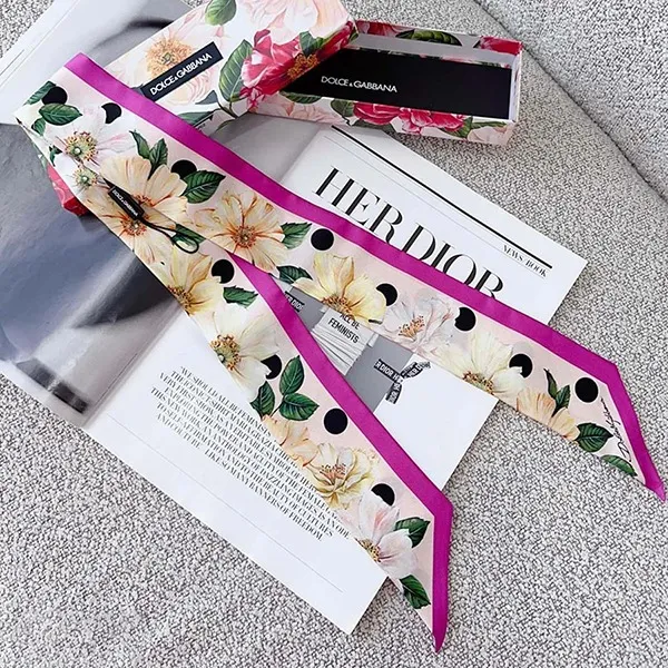 Khăn Nữ Dolce & Gabbana D&G Floral Print Silk Scarf FS215AGDV62HF2AHPZ Màu Hồng Tím D-HH - Thời trang - Vua Hàng Hiệu