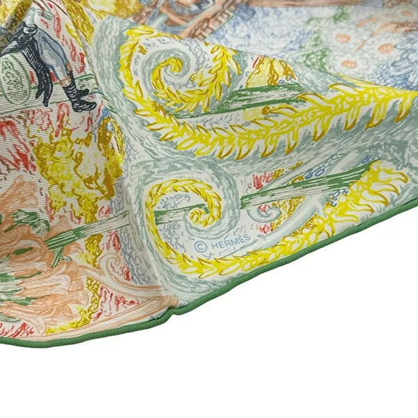 Khăn Nữ Hermès 90 Hermes Scarf Carre 90 Crazy Faubourg Màu Xanh Họa Tiết