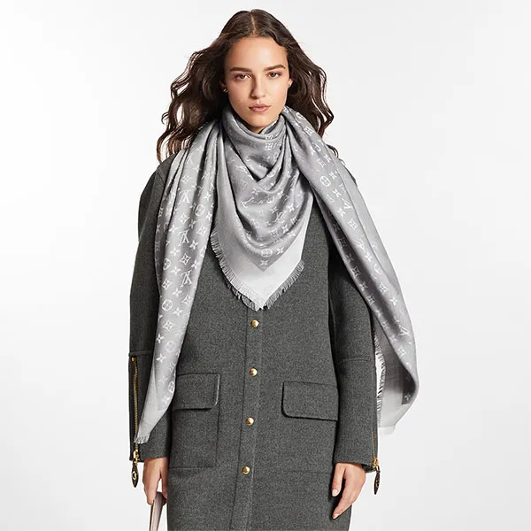Khăn Nữ Louis Vuitton LV Denim Monogram Shawl M70804 Màu Xám - Phụ kiện - Vua Hàng Hiệu