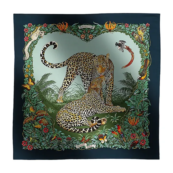 Khăn Nữ Hermès Jungle Love Forever Scarf 90 H001876SV29 Màu Xanh Blue