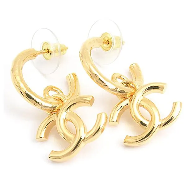 Khuyên Tai Nữ Chanel Coco Autre Marque Mark Hoop Earrings Gold Màu Vàng Gold - Trang sức - Vua Hàng Hiệu