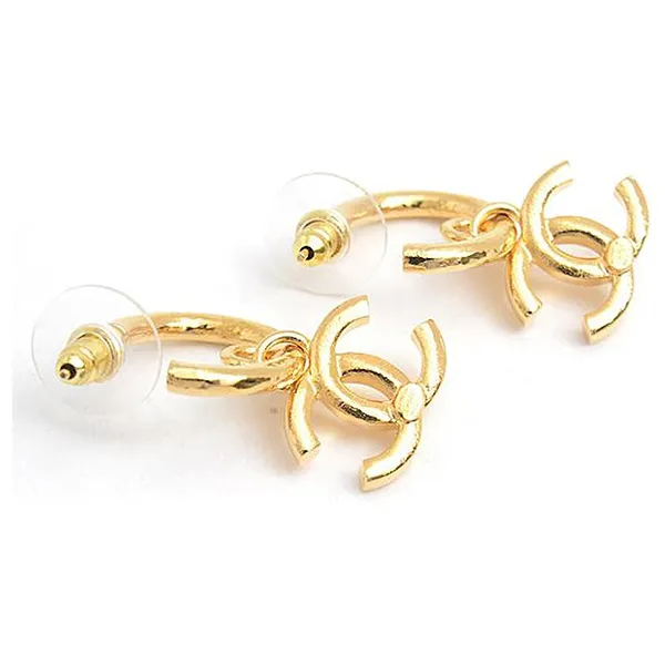 Khuyên Tai Nữ Chanel Coco Autre Marque Mark Hoop Earrings Gold Màu Vàng Gold - Trang sức - Vua Hàng Hiệu