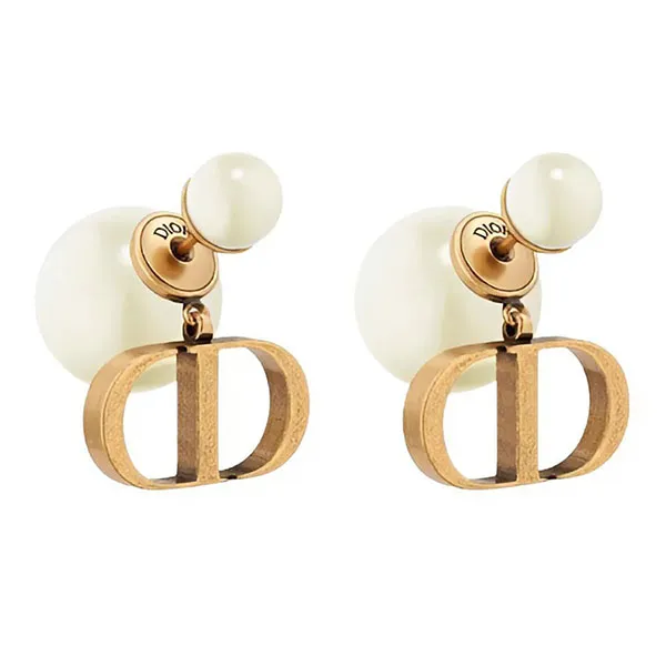 Khuyên Tai Nữ Dior Tribales Antique Gold-Finish Metal And White Resin Pearls Earrings E1293TRIRS_D908 Màu Vàng Gold N-QL - Trang sức - Vua Hàng Hiệu