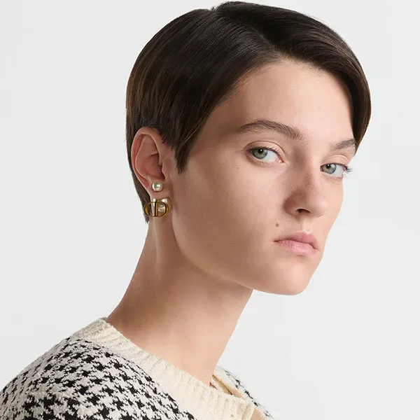 Khuyên Tai Nữ Dior Tribales Antique Gold-Finish Metal And White Resin Pearls Earrings E1293TRIRS_D908 Màu Vàng Gold N-QL - Trang sức - Vua Hàng Hiệu