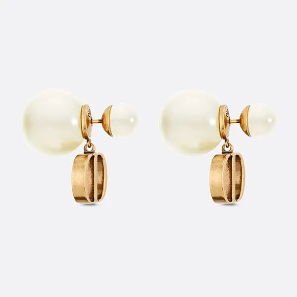 Khuyên Tai Nữ Dior Tribales Antique Gold-Finish Metal And White Resin Pearls Earrings E1293TRIRS_D908 Màu Vàng Gold N-QL - Trang sức - Vua Hàng Hiệu