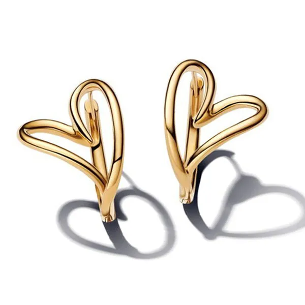 Khuyên Tai Nữ Pandora Essence Mạ Vàng 14K Trái Tim Uyển Chuyển 263807C00 Màu Vàng