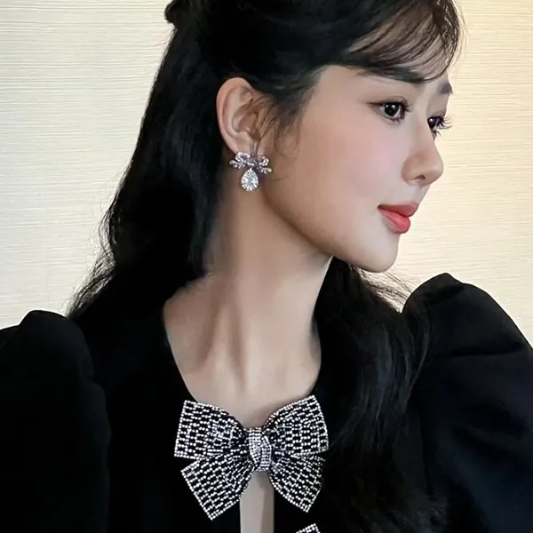 Khuyên Tai Nữ Shushu/Tong Yvmin Edition Lissome Gem Bowknot Earrings Màu Bạc - Trang sức - Vua Hàng Hiệu