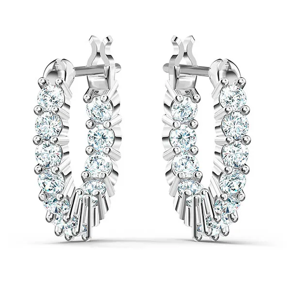 Khuyên Tai Nữ Swarovski IMatrix Vittore Hoop Earringsround Cut, White, Rhodium Plated 5562126 Màu Bạc